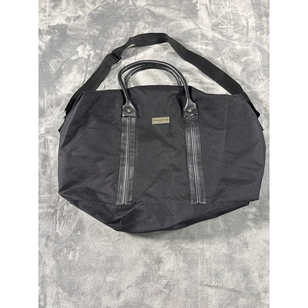 Ermenegildo Zegna Parfums Mens Duffel Bag Black Canvas Weekender Travel Bag